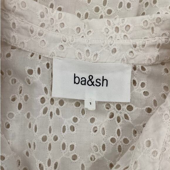 Ba&sh Selya Broderie Anglasis Eyelet Cotton Shirt Dress In Ecru Size 4 - Picture 11 of 13